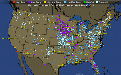 Over 1200 new cold and snow records set in the last week in the USA, more in progress